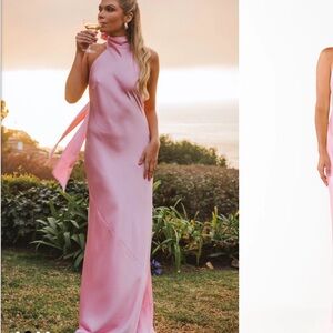 Show Me Your MuMu | Dresses | Show Me Your Mumu Lisa Maxi Dress Pink  Backless Halter Gown Xs Never Worn | Poshmark